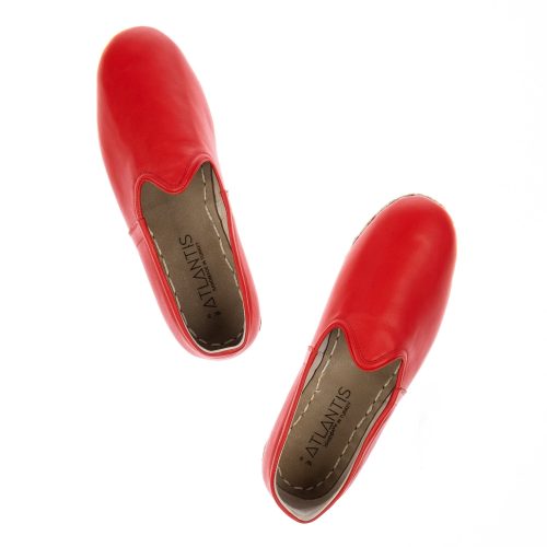 atlantis handmade shoes red slip on shoes