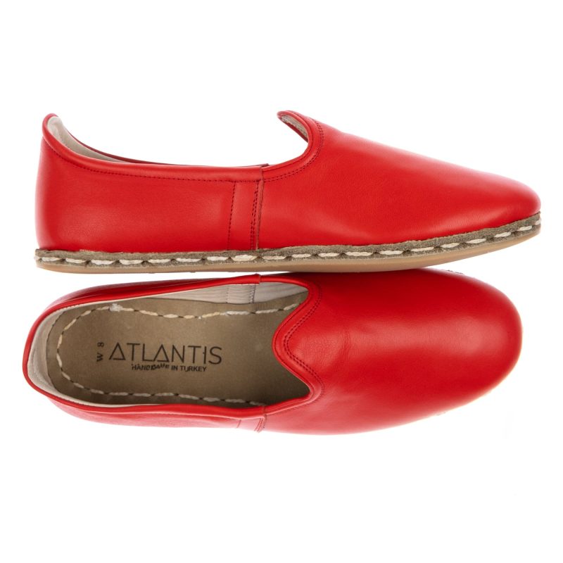 atlantis handmade shoes red slip on shoes for women